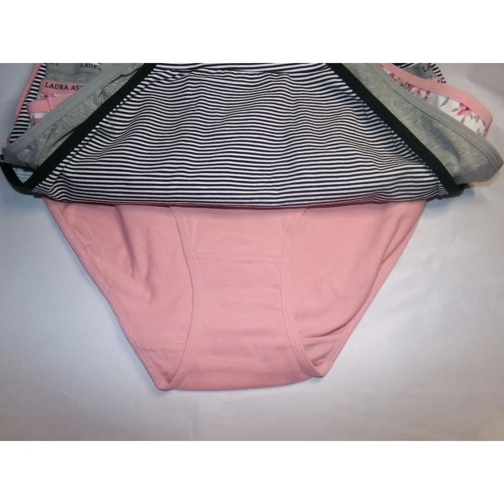 Laura‎ Ashley 5 Pack Cotton Spandex Panties Floral Stripe 1X NWT